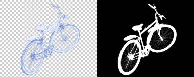 Bisiklet siyah ve beyaz arka planda izole edilmiş. 3d görüntüleme - illüstrasyon