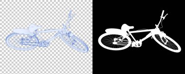 Bisiklet siyah ve beyaz arka planda izole edilmiş. 3d görüntüleme - illüstrasyon