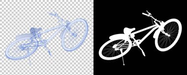 Bisiklet siyah ve beyaz arka planda izole edilmiş. 3d görüntüleme - illüstrasyon