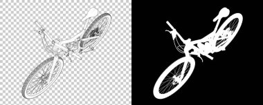 Bisiklet siyah ve beyaz arka planda izole edilmiş. 3d görüntüleme - illüstrasyon