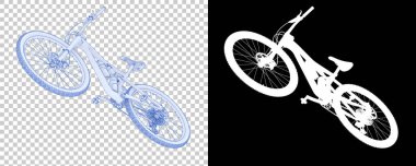 Bisiklet siyah ve beyaz arka planda izole edilmiş. 3d görüntüleme - illüstrasyon