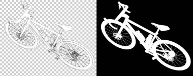 Bisiklet siyah ve beyaz arka planda izole edilmiş. 3d görüntüleme - illüstrasyon