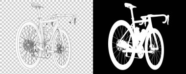 Bisiklet siyah ve beyaz arka planda izole edilmiş. 3d görüntüleme - illüstrasyon