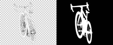 Bisiklet siyah ve beyaz arka planda izole edilmiş. 3d görüntüleme - illüstrasyon