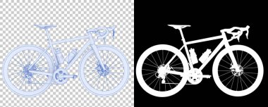 Bisiklet siyah ve beyaz arka planda izole edilmiş. 3d görüntüleme - illüstrasyon