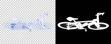 Bisiklet siyah ve beyaz arka planda izole edilmiş. 3d görüntüleme - illüstrasyon