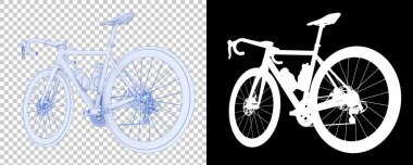 Bisiklet siyah ve beyaz arka planda izole edilmiş. 3d görüntüleme - illüstrasyon