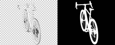 Bisiklet siyah ve beyaz arka planda izole edilmiş. 3d görüntüleme - illüstrasyon