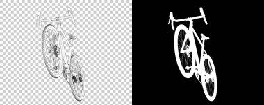 Bisiklet siyah ve beyaz arka planda izole edilmiş. 3d görüntüleme - illüstrasyon