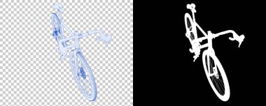 Bisiklet siyah ve beyaz arka planda izole edilmiş. 3d görüntüleme - illüstrasyon