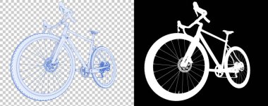 Bisiklet siyah ve beyaz arka planda izole edilmiş. 3d görüntüleme - illüstrasyon