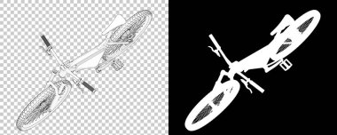 Bisiklet siyah ve beyaz arka planda izole edilmiş. 3d görüntüleme - illüstrasyon