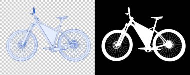 Bisiklet siyah ve beyaz arka planda izole edilmiş. 3d görüntüleme - illüstrasyon