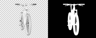 Bisiklet siyah ve beyaz arka planda izole edilmiş. 3d görüntüleme - illüstrasyon