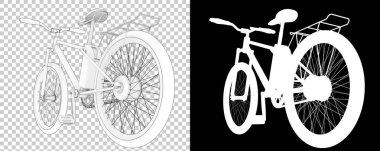 Bisiklet siyah ve beyaz arka planda izole edilmiş. 3d görüntüleme - illüstrasyon