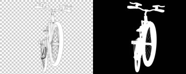 Bisiklet siyah ve beyaz arka planda izole edilmiş. 3d görüntüleme - illüstrasyon