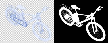 Bisiklet siyah ve beyaz arka planda izole edilmiş. 3d görüntüleme - illüstrasyon