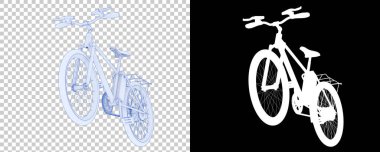 Bisiklet siyah ve beyaz arka planda izole edilmiş. 3d görüntüleme - illüstrasyon