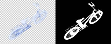 Bisiklet siyah ve beyaz arka planda izole edilmiş. 3d görüntüleme - illüstrasyon