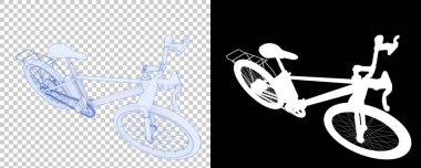 Bisiklet siyah ve beyaz arka planda izole edilmiş. 3d görüntüleme - illüstrasyon