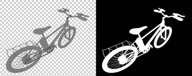 Bisiklet siyah ve beyaz arka planda izole edilmiş. 3d görüntüleme - illüstrasyon