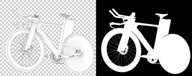 Bisiklet siyah ve beyaz arka planda izole edilmiş. 3d görüntüleme - illüstrasyon