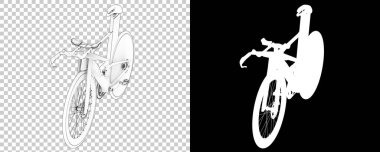 Bisiklet siyah ve beyaz arka planda izole edilmiş. 3d görüntüleme - illüstrasyon