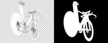 Bisiklet siyah ve beyaz arka planda izole edilmiş. 3d görüntüleme - illüstrasyon
