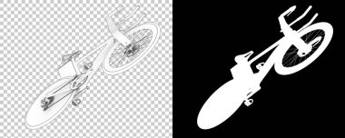 Bisiklet siyah ve beyaz arka planda izole edilmiş. 3d görüntüleme - illüstrasyon