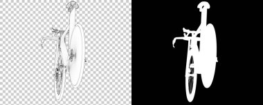 Bisiklet siyah ve beyaz arka planda izole edilmiş. 3d görüntüleme - illüstrasyon