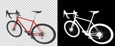 Bisiklet siyah ve beyaz arka planda izole edilmiş. 3d görüntüleme - illüstrasyon