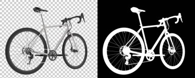 Bisiklet siyah ve beyaz arka planda izole edilmiş. 3d görüntüleme - illüstrasyon