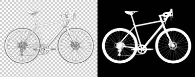 Bisiklet siyah ve beyaz arka planda izole edilmiş. 3d görüntüleme - illüstrasyon
