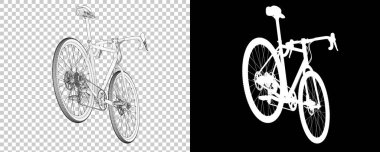 Bisiklet siyah ve beyaz arka planda izole edilmiş. 3d görüntüleme - illüstrasyon