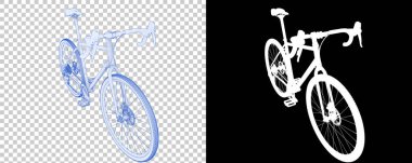 Bisiklet siyah ve beyaz arka planda izole edilmiş. 3d görüntüleme - illüstrasyon