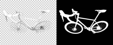 Bisiklet siyah ve beyaz arka planda izole edilmiş. 3d görüntüleme - illüstrasyon
