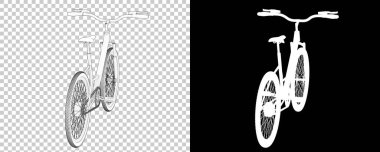 Bisiklet siyah ve beyaz arka planda izole edilmiş. 3d görüntüleme - illüstrasyon