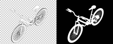 Bisiklet siyah ve beyaz arka planda izole edilmiş. 3d görüntüleme - illüstrasyon