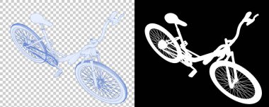 Bisiklet siyah ve beyaz arka planda izole edilmiş. 3d görüntüleme - illüstrasyon