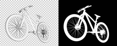 Bisiklet siyah ve beyaz arka planda izole edilmiş. 3d görüntüleme - illüstrasyon