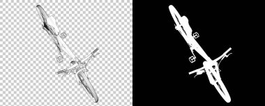 Bisiklet siyah ve beyaz arka planda izole edilmiş. 3d görüntüleme - illüstrasyon