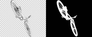 Bisiklet siyah ve beyaz arka planda izole edilmiş. 3d görüntüleme - illüstrasyon