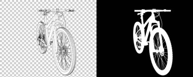 Bisiklet siyah ve beyaz arka planda izole edilmiş. 3d görüntüleme - illüstrasyon
