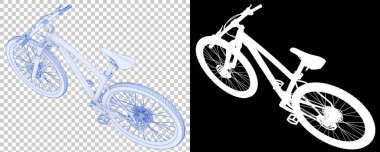 Bisiklet siyah ve beyaz arka planda izole edilmiş. 3d görüntüleme - illüstrasyon