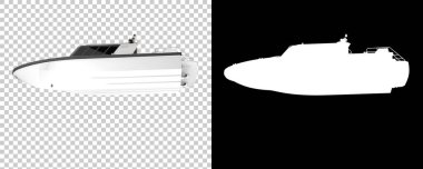 Arka planda maskeli bir balıkçı teknesi. 3d görüntüleme - illüstrasyon