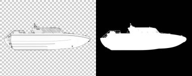 Arka planda maskeli bir balıkçı teknesi. 3d görüntüleme - illüstrasyon