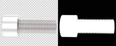 Arka planda maskeli bir cıvata. 3d görüntüleme - illüstrasyon