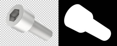 Arka planda maskeli bir cıvata. 3d görüntüleme - illüstrasyon