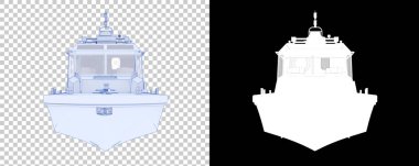 Arka planda maskeli bir balıkçı teknesi. 3d görüntüleme - illüstrasyon