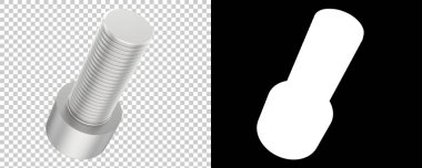 Arka planda maskeli bir cıvata. 3d görüntüleme - illüstrasyon